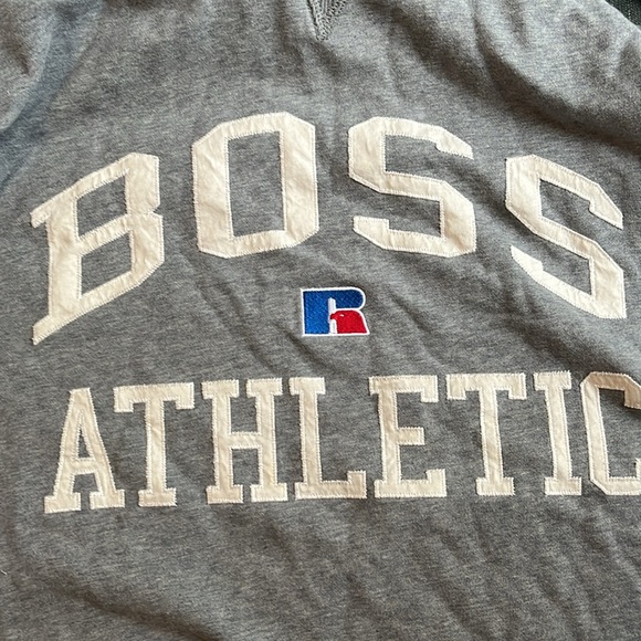 SOLD Hugo Boss X Russell Athletic Size Large Capsule Logo Gray Hooded Sweatshirt - Picture 9 of 9